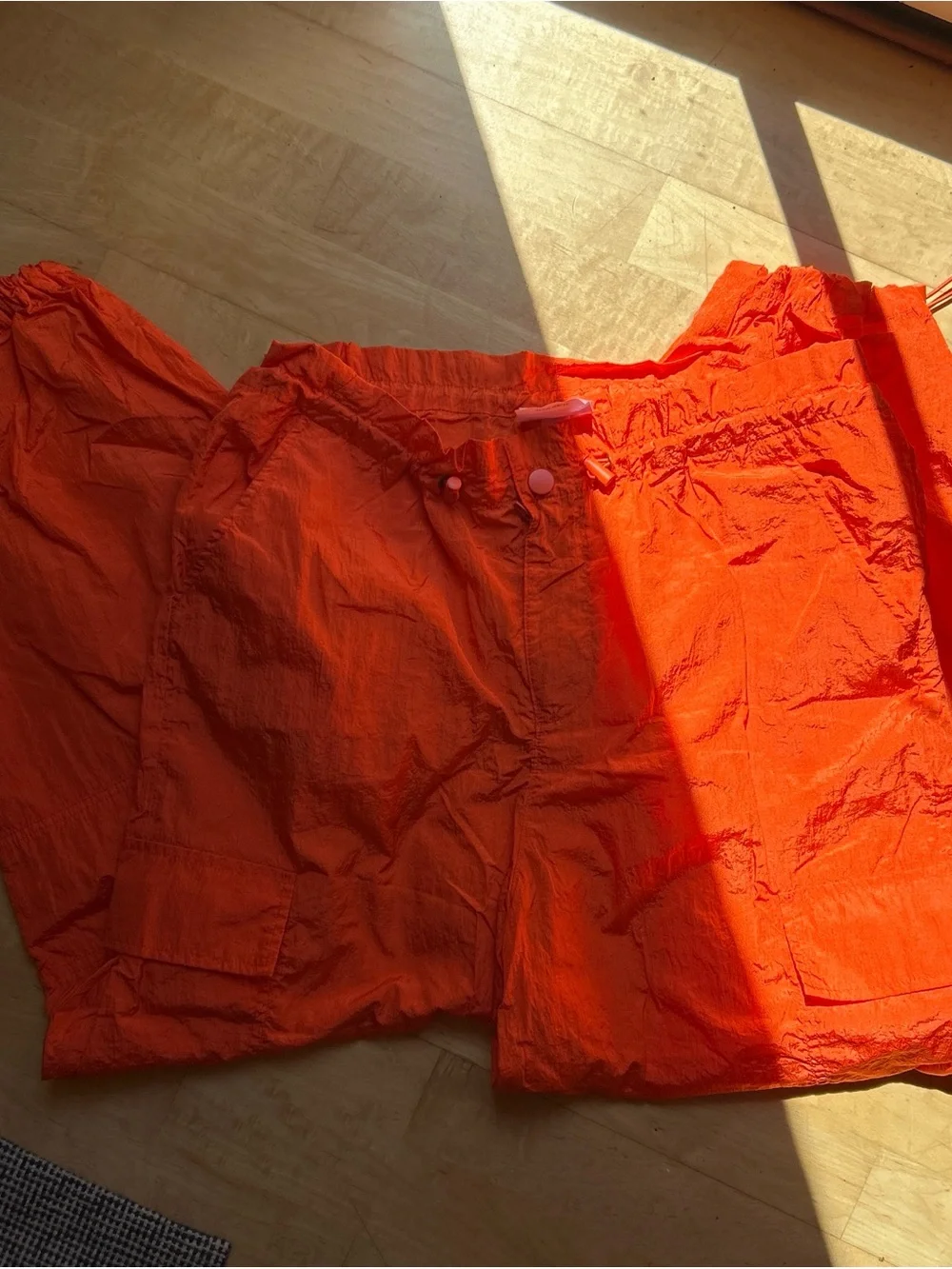 High-Waist Cargo Jogger Pants in Bright Orange